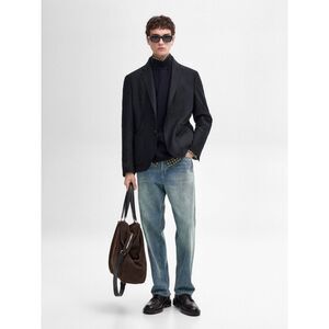 Massimo Dutti Men Blazer Suit Jacket EU 50 US 40 Navy Blue Wool 2002/102 NWT